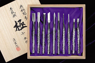 清玄作 共柄彫刻刀「極」10本セット - Seigen Chisels Kiwame 10 Set